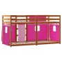 Bunk bed with curtains solid pink pine wood 80x200 cm by , Beds and slatted bases - Ref: Foro24-3283924, Price: 174,89 €, Dis...