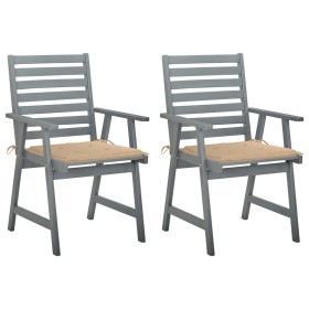 Garden dining chairs 2 pcs solid acacia wood with cushions by , Garden chairs - Ref: Foro24-3064404, Price: 153,99 €, Discoun...