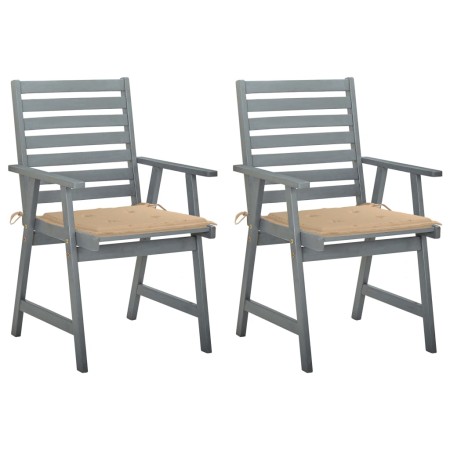 Garden dining chairs 2 pcs solid acacia wood with cushions by , Garden chairs - Ref: Foro24-3064404, Price: 173,90 €, Discoun...