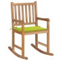 Silla mecedora de madera maciza teca con cojín verde brillante de , Sillas de jardín - Ref: Foro24-3062768, Precio: 160,43 €,...