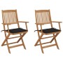 2 pcs folding garden chairs and solid acacia wood cushions by , Garden chairs - Ref: Foro24-3064597, Price: 122,00 €, Discoun...