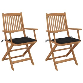 2 pcs folding garden chairs and solid acacia wood cushions by , Garden chairs - Ref: Foro24-3064597, Price: 122,00 €, Discoun...