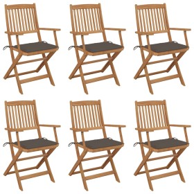 6 pcs folding garden chairs and solid acacia wood cushions by , Garden chairs - Ref: Foro24-3074948, Price: 340,06 €, Discoun...