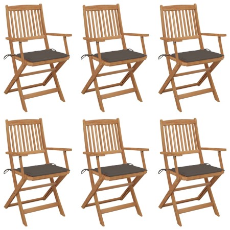 6 pcs folding garden chairs and solid acacia wood cushions by , Garden chairs - Ref: Foro24-3074948, Price: 340,06 €, Discoun...