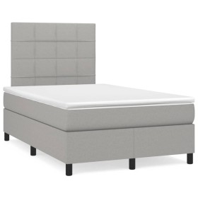 Cama box spring con colchón y LED tela gris claro 120x190 cm de , Camas y somieres - Ref: Foro24-3270197, Precio: 419,16 €, D...