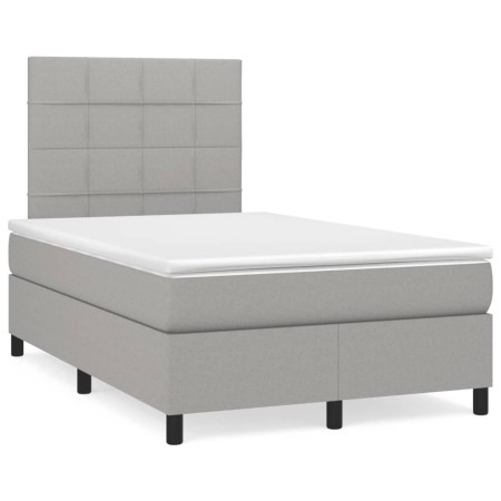 Cama box spring con colchón y LED tela gris claro 120x190 cm de , Camas y somieres - Ref: Foro24-3270197, Precio: 420,25 €, D...