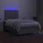 Box spring bed with mattress and LED light gray fabric 120x190 cm by , Beds and slatted bases - Ref: Foro24-3270197, Price: 4...