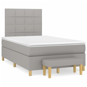 Box spring bed with light gray fabric mattress 120x190 cm by , Beds and slatted bases - Ref: Foro24-3270404, Price: 444,09 €,...