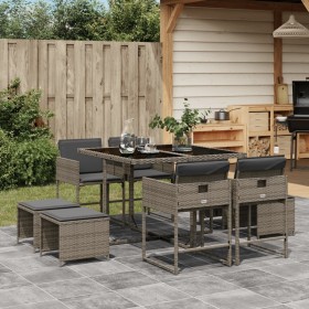 Garden dining set 9 pieces and gray synthetic rattan cushions by , Garden sets - Ref: Foro24-3278083, Price: 479,99 €, Discou...