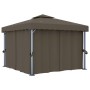 Gazebo with curtain and LED light strip taupe aluminum 3x3 m by , Tents and gazebos - Ref: Foro24-3070349, Price: 508,95 €, D...