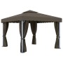 Gazebo with curtain and LED light strip taupe aluminum 3x3 m by , Tents and gazebos - Ref: Foro24-3070349, Price: 508,95 €, D...