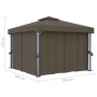 Gazebo with curtain and LED light strip taupe aluminum 3x3 m by , Tents and gazebos - Ref: Foro24-3070349, Price: 508,95 €, D...