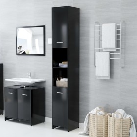 Glossy black plywood bathroom cabinet 30x30x183.5 cm by vidaXL, Bathroom furniture - Ref: Foro24-802598, Price: 69,99 €, Disc...