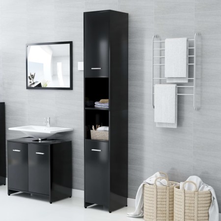 Glossy black plywood bathroom cabinet 30x30x183.5 cm by vidaXL, Bathroom furniture - Ref: Foro24-802598, Price: 74,08 €, Disc...