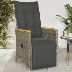 Garden recliner with gray synthetic rattan cushions by , Garden chairs - Ref: Foro24-365665, Price: 123,06 €, Discount: %