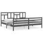 Double bed frame with gray solid wood headboard by vidaXL, Beds and slatted bases - Ref: Foro24-3194978, Price: 179,81 €, Dis...