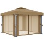 Cenador con cortina gris taupe aluminio 3x3 m de , Carpas y cenadores - Ref: Foro24-3068557, Precio: 493,30 €, Descuento: %