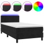 Box spring bed with mattress and LED black velvet 100x200 cm by , Beds and slatted bases - Ref: Foro24-3134269, Price: 328,44...