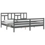 Double bed frame with gray solid wood headboard by vidaXL, Beds and slatted bases - Ref: Foro24-3194978, Price: 179,81 €, Dis...