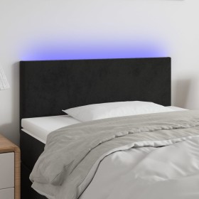 Cabecero con LED de terciopelo negro 100x5x78/88 cm de , Cabeceros y pies de cama - Ref: Foro24-3121376, Precio: 52,99 €, Des...