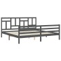 Double bed frame with gray solid wood headboard by vidaXL, Beds and slatted bases - Ref: Foro24-3194978, Price: 179,81 €, Dis...