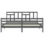 Estructura cama de matrimonio con cabecero madera maciza gris de vidaXL, Camas y somieres - Ref: Foro24-3194978, Precio: 179,...