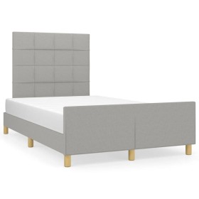 Bed frame with headboard light gray fabric 120x190 cm by , Beds and slatted bases - Ref: Foro24-3270513, Price: 170,37 €, Dis...