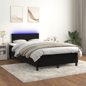 Box spring bed with mattress and LED black velvet 120x200 cm by , Beds and slatted bases - Ref: Foro24-3134275, Price: 399,03...