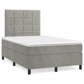 Box spring bed with light gray velvet mattress 120x190 cm by , Beds and slatted bases - Ref: Foro24-3269995, Price: 430,99 €,...