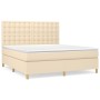 Cama box spring con colchón tela color crema 180x200 cm de , Camas y somieres - Ref: Foro24-3142678, Precio: 645,99 €, Descue...