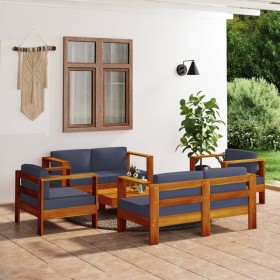 Solid wood 5-piece garden furniture set with dark gray cushions by , Garden sets - Ref: Foro24-3144980, Price: 990,99 €, Disc...