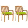 Garden chairs 2 units teak wood and bright green cushions by , Garden chairs - Ref: Foro24-3063278, Price: 248,09 €, Discount: %