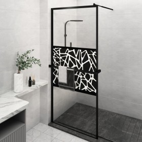 Shower screen with ESG glass shelf and black aluminum 90x195 cm by , Shower walls and screens - Ref: Foro24-3185464, Price: 2...