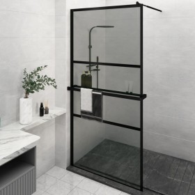 Shower screen with ESG glass shelf and black aluminum 115x195cm by , Shower walls and screens - Ref: Foro24-3185485, Price: 2...