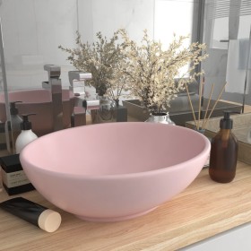 Lavabo de lujo ovalado cerámica rosa mate 40x33 cm de vidaXL, Lavabos - Ref: Foro24-146922, Precio: 60,69 €, Descuento: %