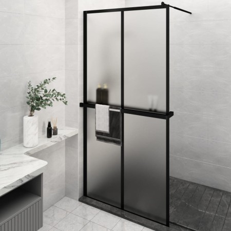 Shower screen with ESG glass shelf and black aluminum 118x190cm by , Shower walls and screens - Ref: Foro24-3185489, Price: 2...