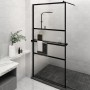 Shower screen with ESG glass shelf and black aluminum 115x195cm by , Shower walls and screens - Ref: Foro24-3185482, Price: 2...