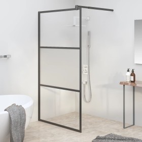 Black semi-frosted ESG glass shower screen 115x195 cm by , Shower walls and screens - Ref: Foro24-151875, Price: 187,99 €, Di...