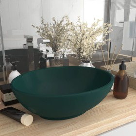 Matte dark green ceramic oval luxury washbasin 40x33 cm by vidaXL, Sinks - Ref: Foro24-146926, Price: 67,51 €, Discount: %