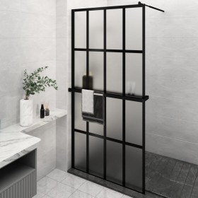 Shower screen with ESG glass shelf and black aluminum 118x190cm by , Shower walls and screens - Ref: Foro24-3185488, Price: 2...