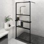 Shower screen with ESG glass shelf and black aluminum 100x195cm by , Shower walls and screens - Ref: Foro24-3185474, Price: 2...