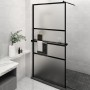 Shower screen with ESG glass shelf and black aluminum 115x195cm by , Shower walls and screens - Ref: Foro24-3185483, Price: 2...