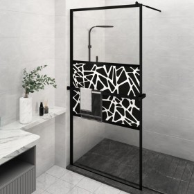 Shower screen with ESG glass shelf and black aluminum 115x195cm by , Shower walls and screens - Ref: Foro24-3185484, Price: 2...