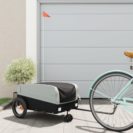 Black and gray iron bicycle trailer 30 kg by , Bicycle trailers - Ref: Foro24-94056, Price: 78,99 €, Discount: %