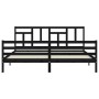 Estructura cama de matrimonio con cabecero madera maciza negro de vidaXL, Camas y somieres - Ref: Foro24-3194980, Precio: 171...