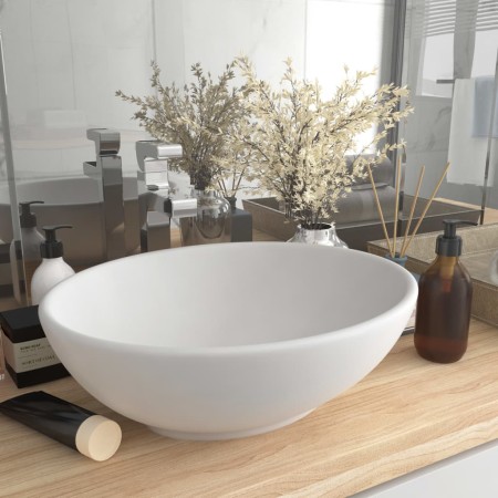 Matte white ceramic oval luxury washbasin 40x33 cm by vidaXL, Sinks - Ref: Foro24-146921, Price: 57,57 €, Discount: %