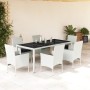 Set comedor jardín 7 pzas cojines ratán sintético vidrio blanco de , Conjuntos de jardín - Ref: Foro24-3278583, Precio: 625,7...