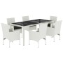 Set comedor jardín 7 pzas cojines ratán sintético vidrio blanco de , Conjuntos de jardín - Ref: Foro24-3278583, Precio: 625,7...