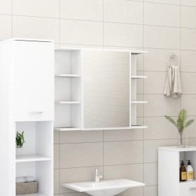 Armario de espejo de baño madera contrachapada 80x20,5x64 cm de vidaXL, Tocadores de baño - Ref: Foro24-802606, Precio: 67,99...