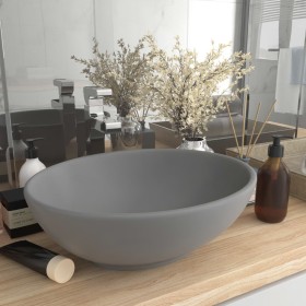 Luxury oval washbasin in light gray matte ceramic, 40x33 cm. by vidaXL, Sinks - Ref: Foro24-146927, Price: 63,63 €, Discount: %